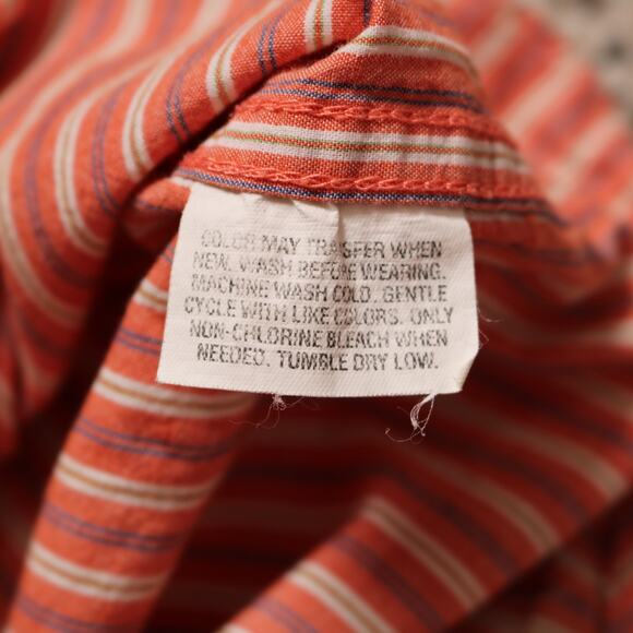 Aeropostale Orange White Striped Button Down Shirt Casual Preppy Size L - Picture 6 of 7